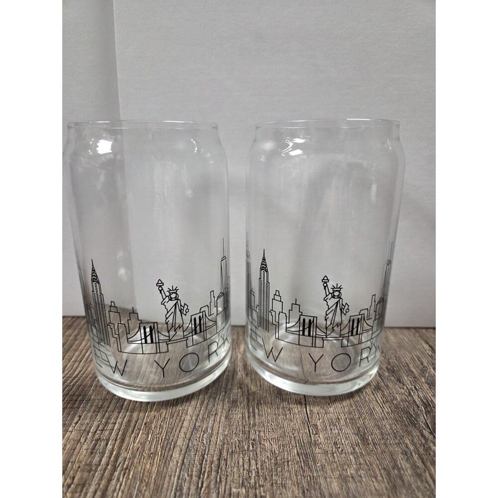 Uncommon Goods City Skyline Beer Glasses - Set of 2 New York City